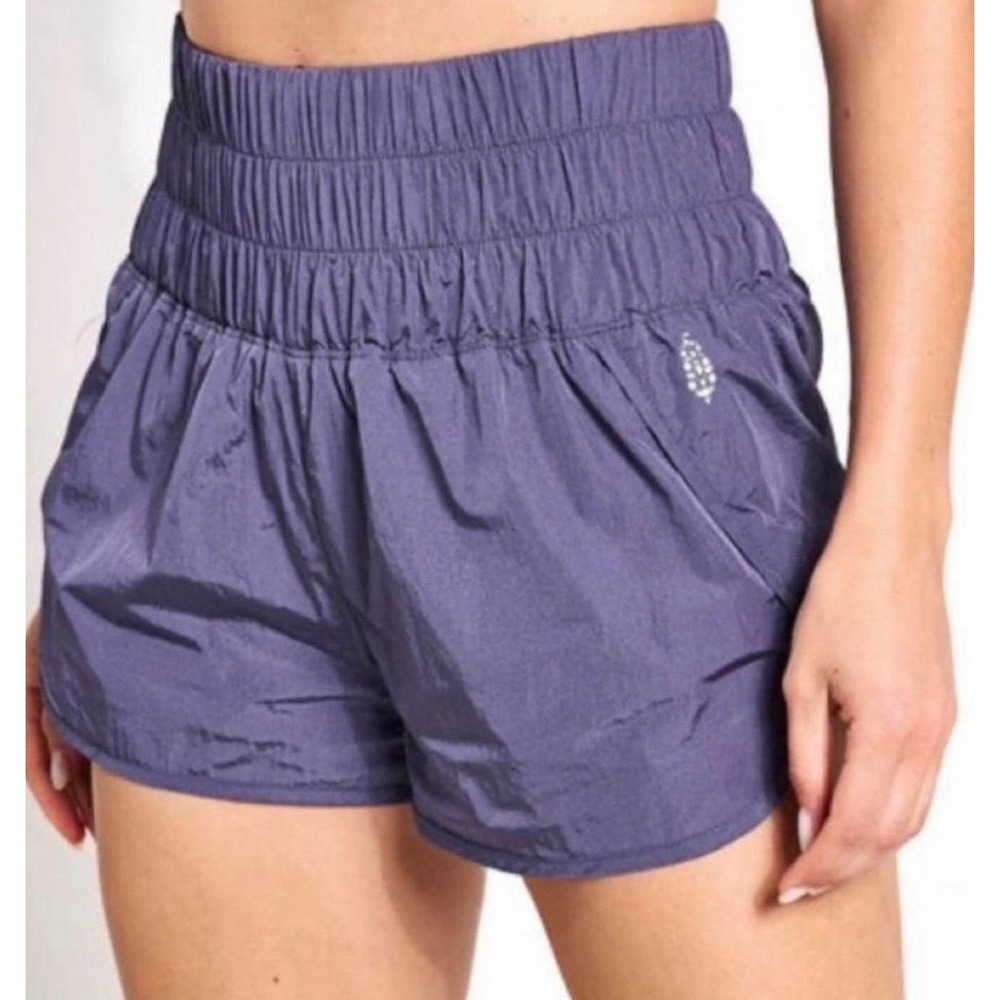 FP Movement The Way Home Shorts Purple High Rise Smocked Waist Large OB874139